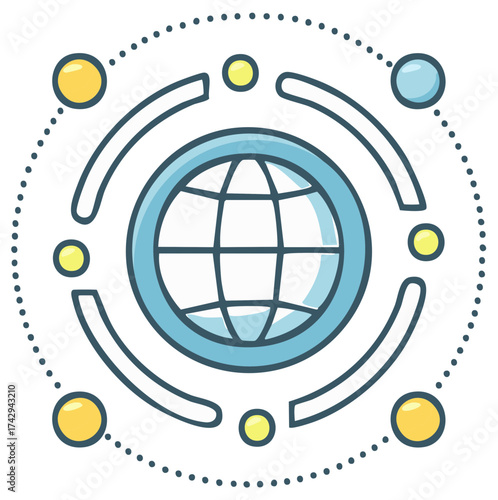 Global network communication concept with earth globe and connected dots illustration