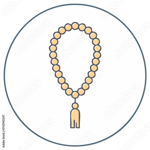 Minimalist Prayer Beads Rosary Icon for Spiritual Meditation and Religious Devotion