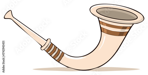 Stylized Shofar Horn Musical Instrument for Rosh Hashanah and Yom Kippur Celebration