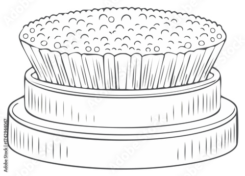 Classic traditional shaving brush line art illustration for male grooming and hygiene