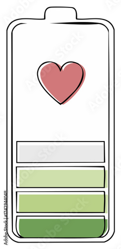 Battery Life with Love Indicator Charging in Green Levels