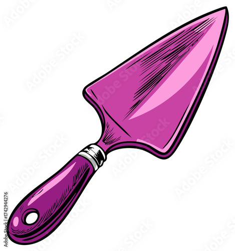 Stylized illustration of a pink pie server on white background