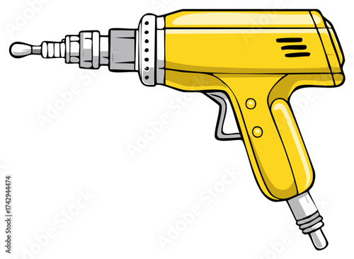 Yellow Retro Futuristic Ray Gun Cartoon Science Fiction Weapon