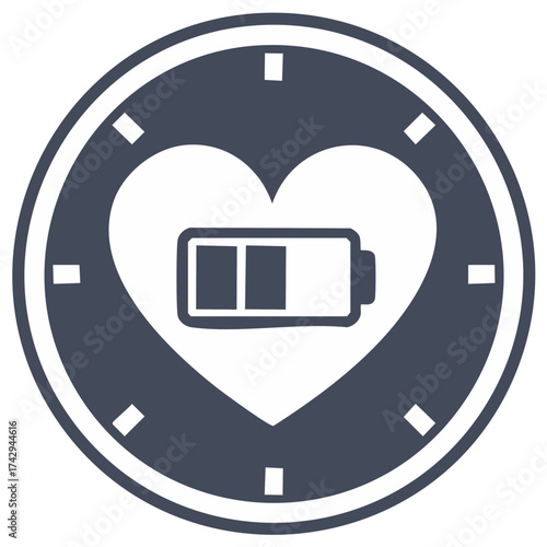 Heart Battery Icon Symbolizing Love Energy and Health