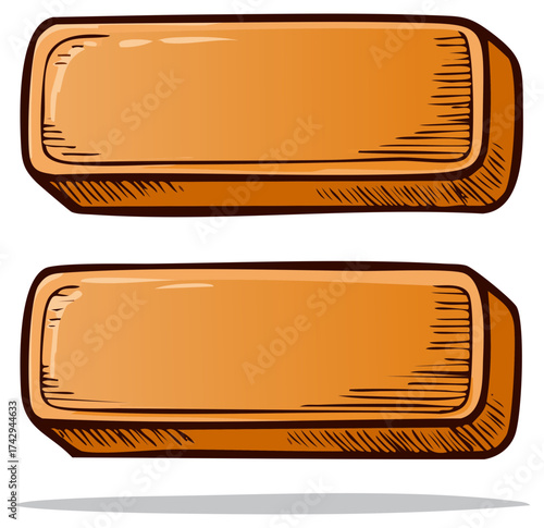 Retro Hand Drawn Orange Rectangular Button Elements with Textured Rustic Style