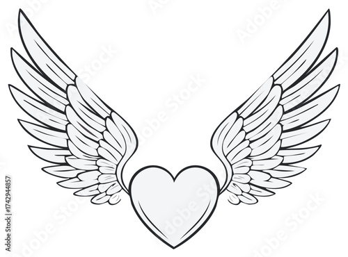 Heart with Angel Wings vector illustration concept for love symbol or wedding design