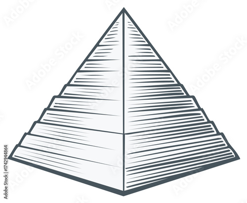 Stylized Pyramid Shape with Step Design, Architectural Concept Sketch