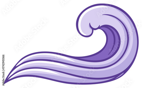 Stylized purple ocean wave curling and flowing in a simple cartoon illustration style