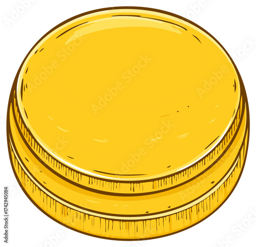 Stack of Shiny Gold Coins or Medallions Detailed Illustration on White Background