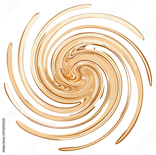 Abstract spiral design with soft brown and beige tones on white background.
