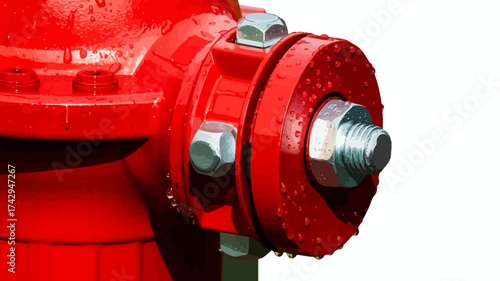 Close up of a vibrant red fire hydrant with water droplets glistening on its surface after a recent rain shower highlighting its important safety role