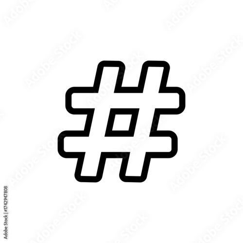 Simple Line Drawing Hash Sign Tag Symbol Icon Illustration