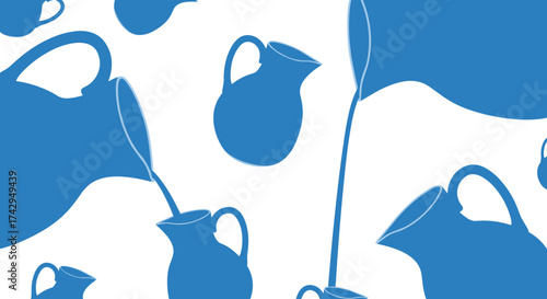 Blue Pitchers Pattern A Seamless Design of Milk Jugs.