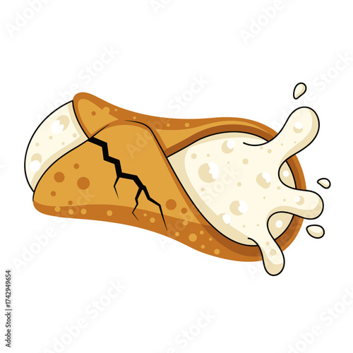 Delicious Cannoli with Cream Filling Splashing Out.