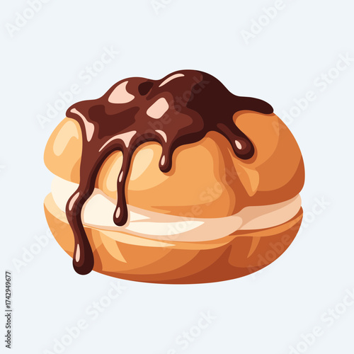 Delicious Cream Puff Drizzled with Rich Chocolate Sauce.
