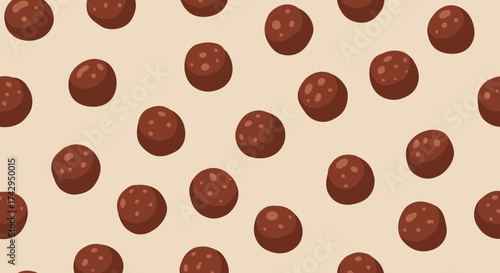 Seamless pattern of delicious chocolate truffles with a creamy filling.