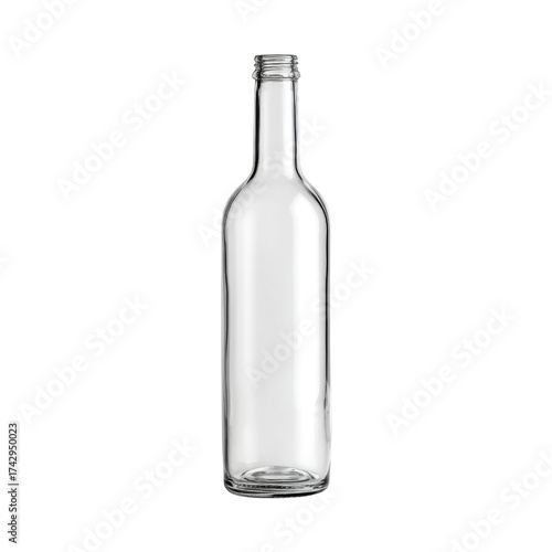 Wallpaper Mural Empty Transparent Glass Bottle on White Background for Creative Design and Beverage Presentation Torontodigital.ca