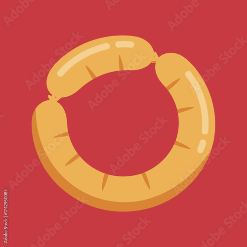 Simple vector illustration of a cooked sausage ring.