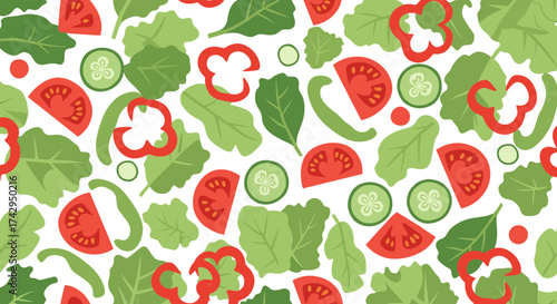 Vibrant Salad Ingredients Pattern Freshness and Healthy Eating.