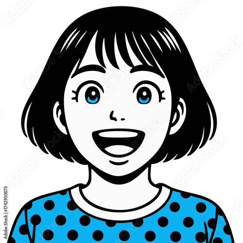 漫画イラスト女性笑顔