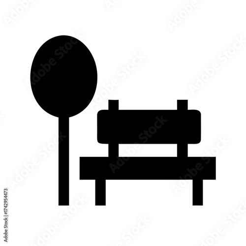 Vector art of bench and tree icon