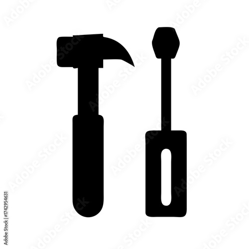 Vector art of hammer and screwdriver