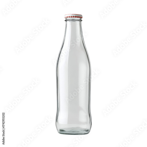 Wallpaper Mural Clear Glass Bottle with Red Metal Lid Isolated on White Background for Beverage Packaging or Product Display Torontodigital.ca