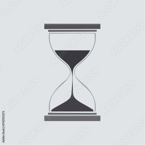 Antique vector illustration of a sandglass or hourglass timer icon representing the passing of time and a business deadline concept