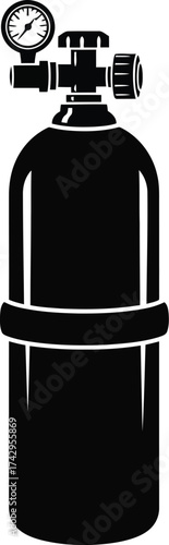 Diving scuba oxygen tank cylinder with pressure gauge equipment for underwater exploration adventure vector