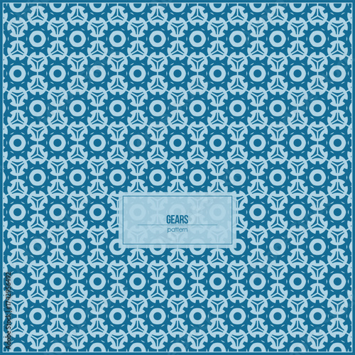 pattern of multiple unique gears with monochrome blue style