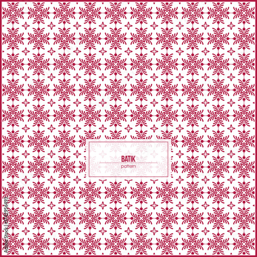 beautiful batik pattern of unique red flowers with symmetrical shape