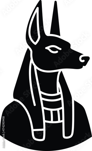 Ancient egyptian mythology anubis jackal head god symbol silhouette illustration vector