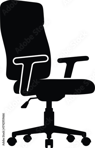 Modern office chair silhouette icon design ergonomic swivel seat computer furniture graphic vector