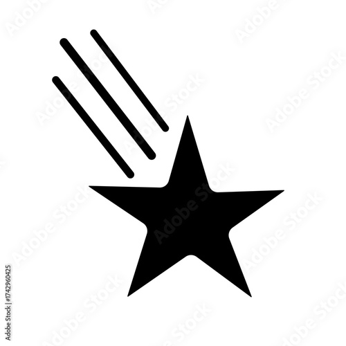 Star Silhouette of the falling of Comets, Meteorites, Asteroids, the sparks of fireworks. Vector design elements isolated on white background