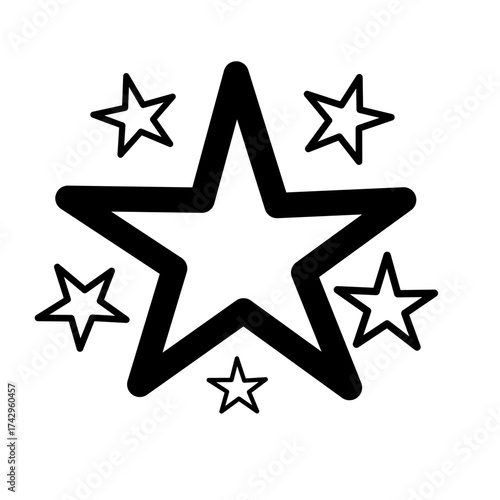 Star Silhouette of the falling of Comets, Meteorites, Asteroids, the sparks of fireworks. Vector design elements isolated on white background