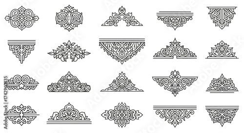 Elegant Decorative Vector Ornaments A Collection of Intricate Designs for Diverse Creative Projects, Heritage Inspirations