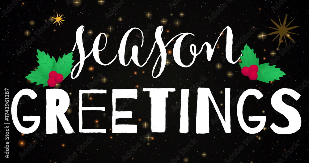 Fototapeta premium Image of season greetings text over stars