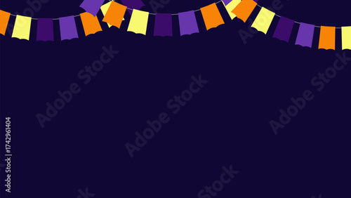 Bright colorful flag garland perfect for festive parties, celebrations, and advertising web design, event decor, and marketing campaigns to create joyful atmosphere. Vector illustration.