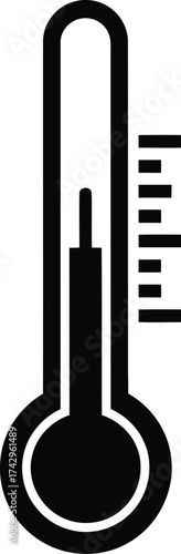 Simple icon of a thermometer measuring temperature indicating hot weather or fever symbol for science health vector