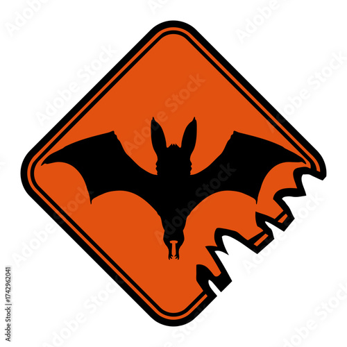 Cool Bat Silhouette Warning Sign Danger Zone Halloween