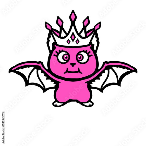 Cute Bat Princess Crown Eyelashes Halloween Adorable Girl