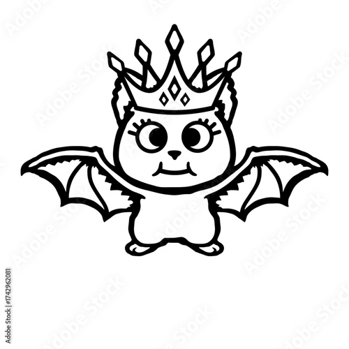 Cute Bat Princess Crown Eyelashes Halloween Adorable Girl