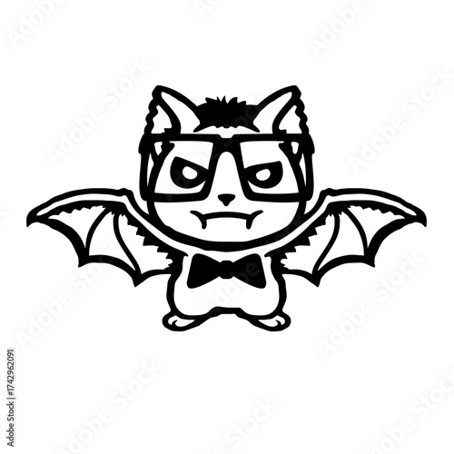 Cute Nerd Bat Glasses Bow Tie Halloween Geek