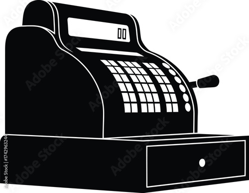 Vintage retro cash register machine for retail business transactions sales and commerce vector