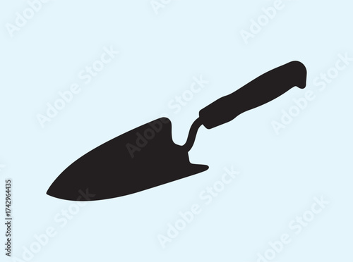 Minimalist Hand Trowel Silhouette Representing Gardening and Cultivation

