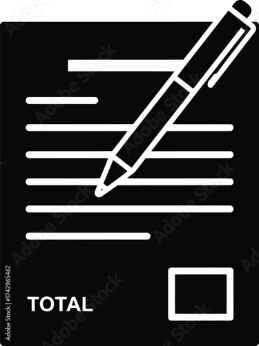 Business document with pen for signing or reviewing financial records and contracts vector