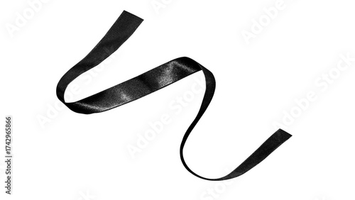 Black Satin Ribbon Isolated
