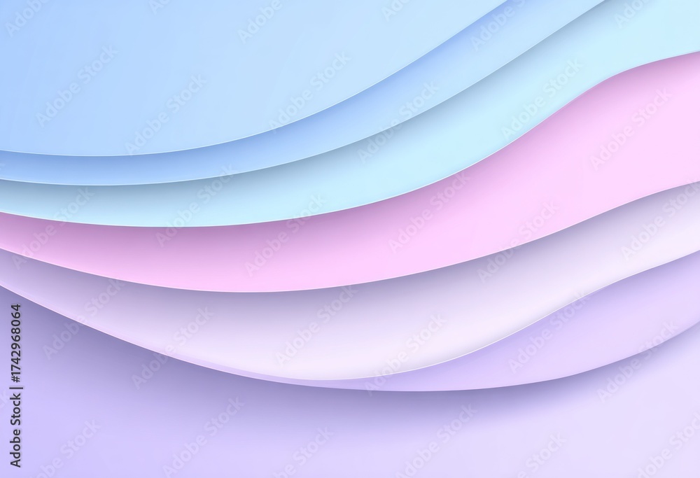 Fototapeta premium Abstract pastel layers curve, overlapping with soft shadows, evoking a sense of depth