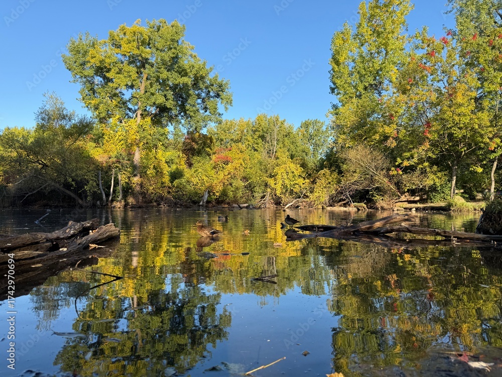 Fototapeta premium Autumn lake in Quebec, Canada