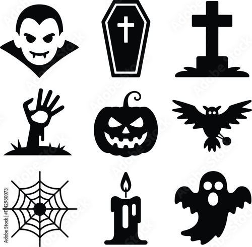 Halloween vector icons silhouette vampire